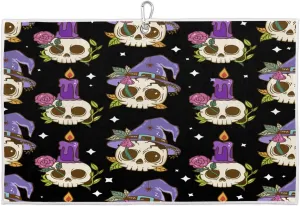 Skull Party Golf Towel with Heavy Duty Carabiner Clip Quick Dry Ultra Absorbent Club Ball Cleaning Towel Golf Accessories for Men Women