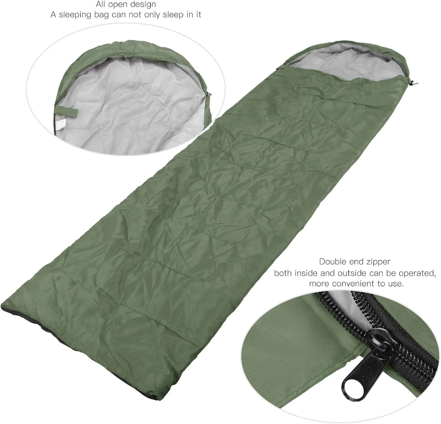 Sleeping Bag, Envelope Design Adult Sleeping Bag Backpacking Sleeping Bag with Zipper for Camping Hiking