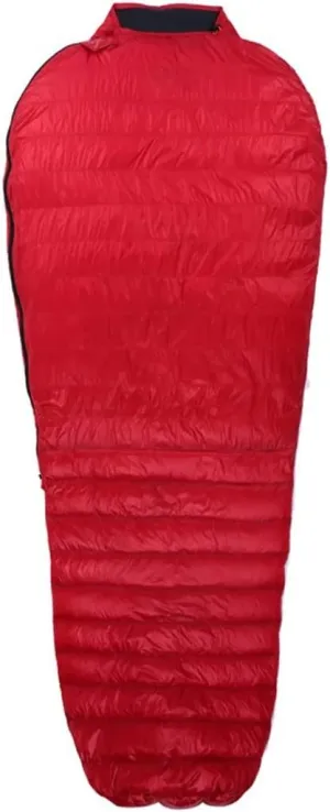 Sleeping Bag Outdoor Camping Ultralight Tent Mummy White Goose Down Three Season Sleeping Bag Nylon Bag Portable Splicing (Nano RED Long)