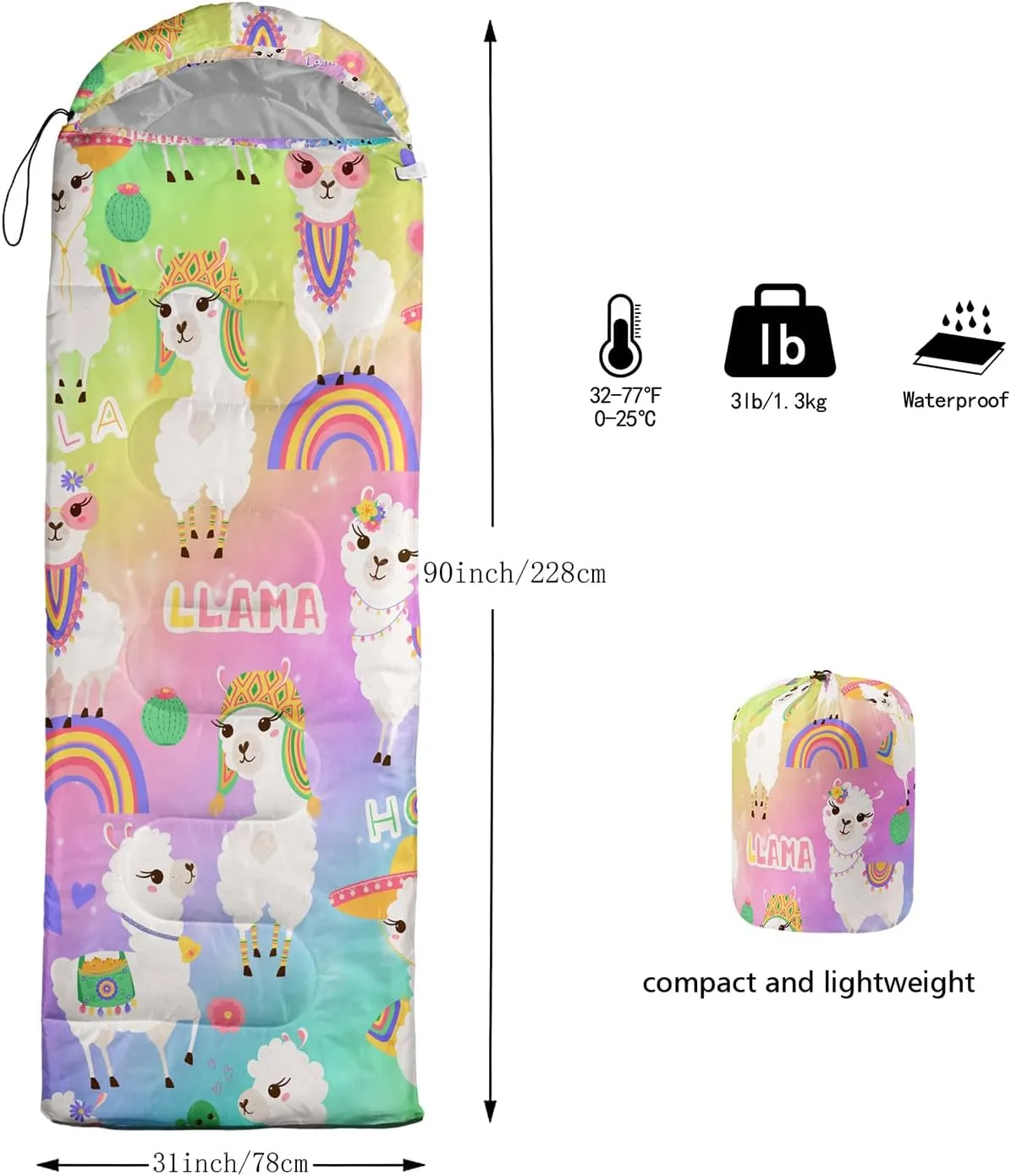 Sleeping Bags for Adults and Kids Camping Sleeping Bags for Girls and Boys Lightweight Waterproof Cold/Warm Sleeping Bag for 3 Season