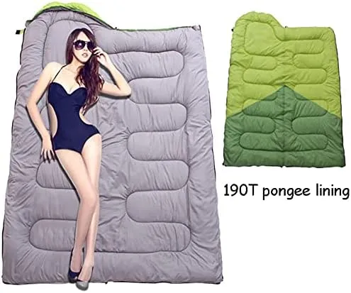 Sleeping Bags,Adult Four Seasons Outdoor Envelope Style with Cap Warm Sleeping Bag,Can Be Spliced Hollow Cotton Sleeping Bag,Breathable,Indoor & Outdoor Use,for Camping