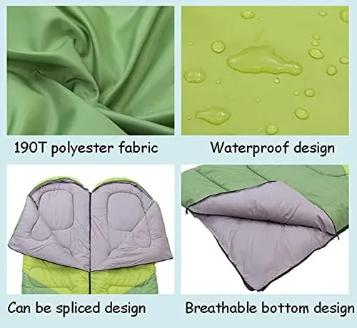 Sleeping Bags,Adult Four Seasons Outdoor Envelope Style with Cap Warm Sleeping Bag,Can Be Spliced Hollow Cotton Sleeping Bag,Breathable,Indoor & Outdoor Use,for Camping