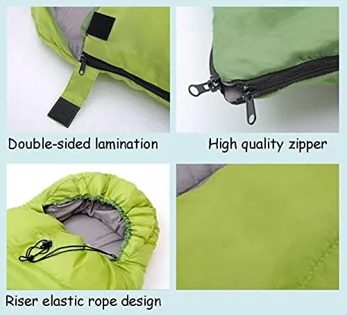 Sleeping Bags,Adult Four Seasons Outdoor Envelope Style with Cap Warm Sleeping Bag,Can Be Spliced Hollow Cotton Sleeping Bag,Breathable,Indoor & Outdoor Use,for Camping