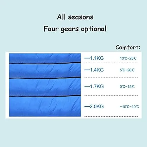 Sleeping Bags,Adult Four Seasons Outdoor Envelope Style with Cap Warm Sleeping Bag,Can Be Spliced Hollow Cotton Sleeping Bag,Breathable,Indoor & Outdoor Use,for Camping,G