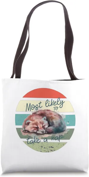 Sleeping red panda peacefully napping time cuteness animal Tote Bag