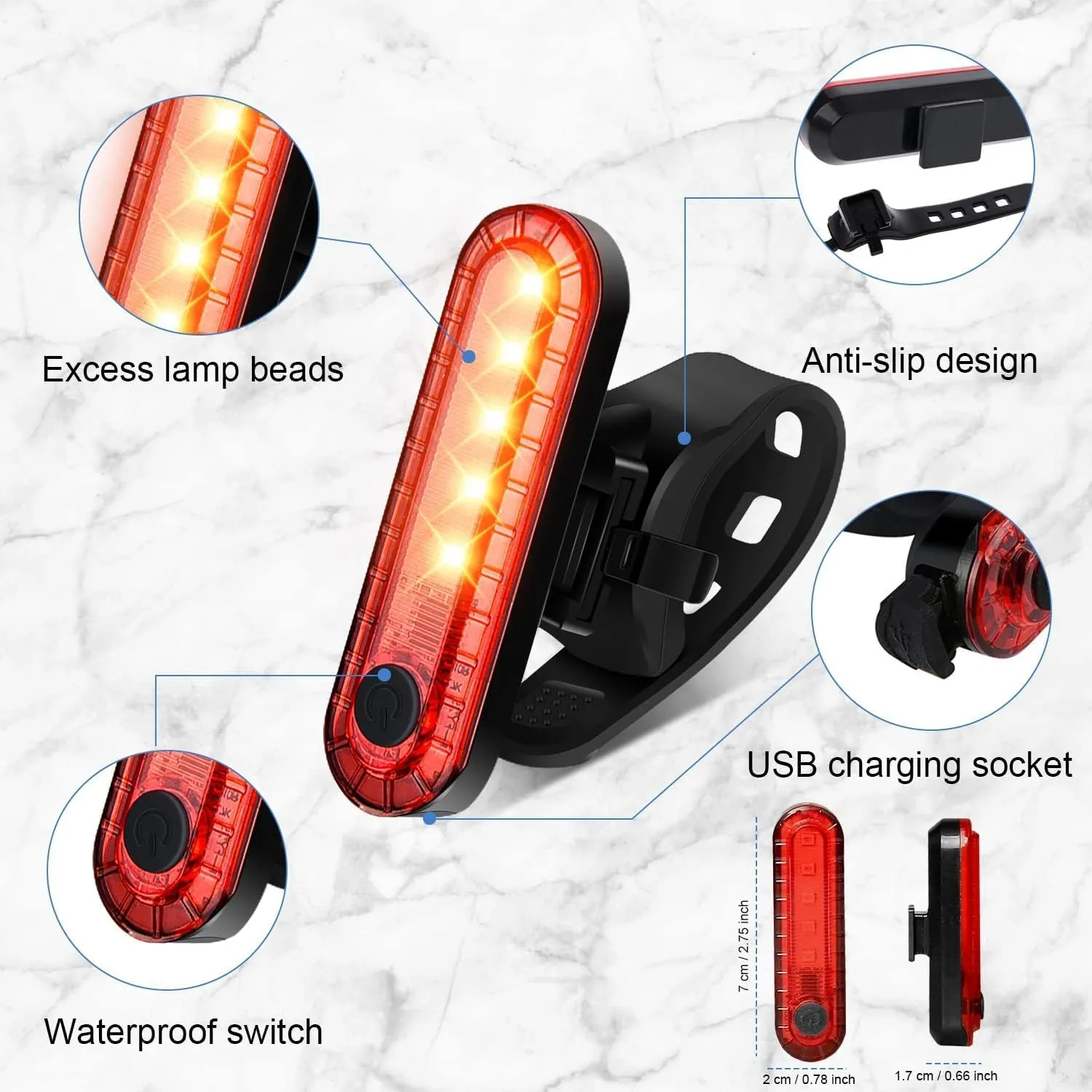 Smart Bike Tail Light USB Rechargeable Bicycle Turn Signals with Remote Control Rear Bike Light Waterproof Safety Warning Back Lights Bike Alarm for Night Riding Mountain