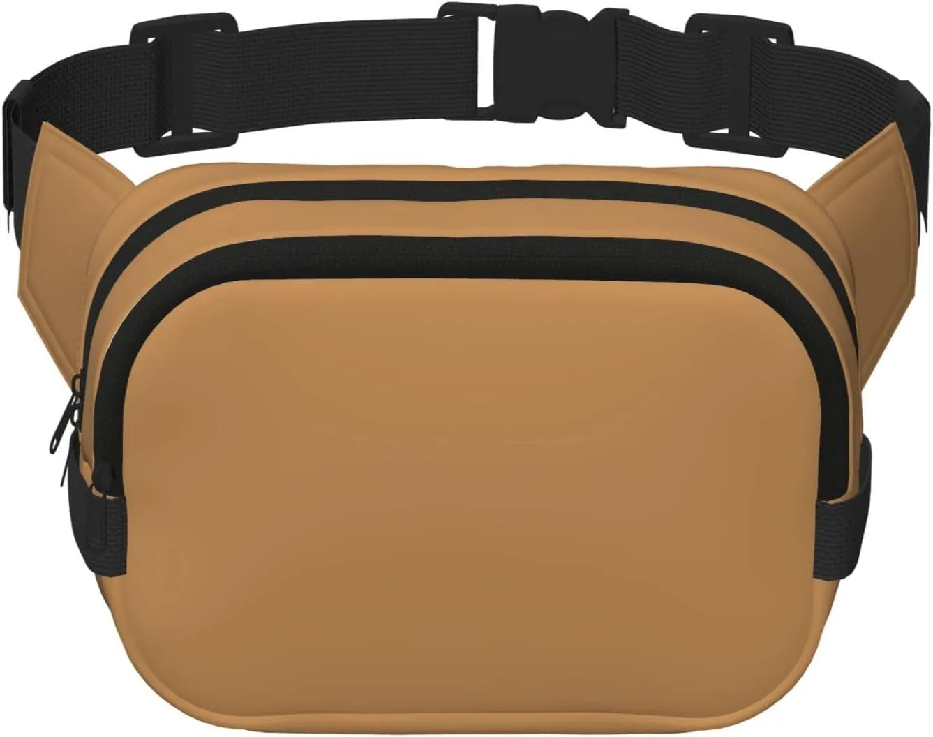 Solid color brown Fitness travel shoulder bag, fashionable and casual waist bag, square double-layer waist bag