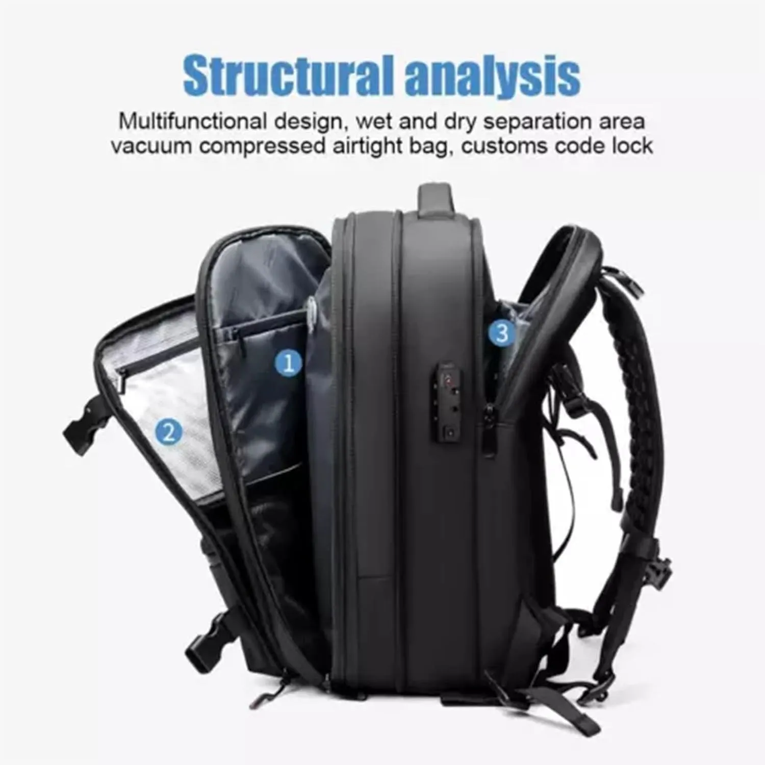 Spacevac Backpack, Vacpack Backpack with Vacuum, 60L Expandable Easy Vac Travel Bag with Pump, Waterproof & Anti-Theft (Green, With vacuum pump)