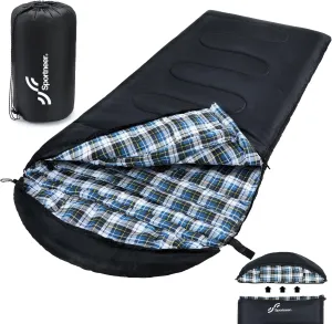 Sportneer Sleeping Bags for Adults, 0 Degree Sleeping Bag XL Flannel Winter Cold Weather Sleeping Bag with Detachable Hood Compression Sack for Camping, Backpacking, Hiking