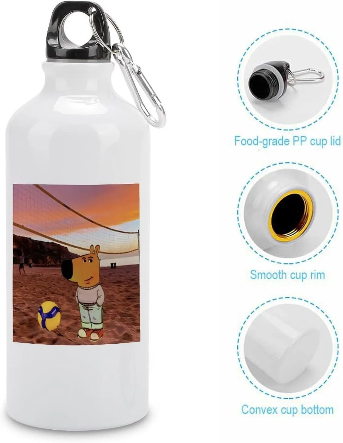 Sports Water Bottle Aluminum with Screw Cap Leak Proof Design for Outdoor Adventures Gym And Travel BPA Free Camping Cycling And Everyday Use Metal Water Bottlek Hydration Bottle Beach Chill Guy