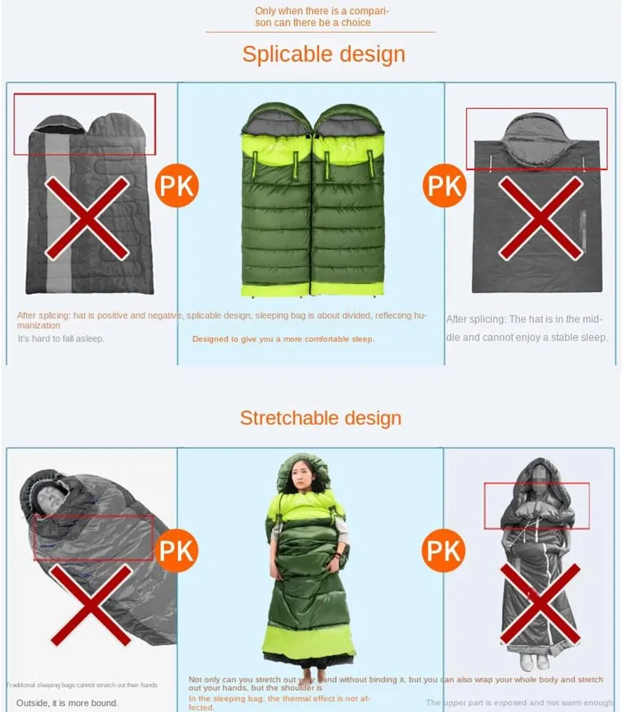 Spring and Autumn Outdoor Camping Double Splicing Cotton Sleeping Bag Lunch Break is Available