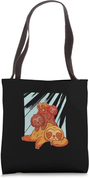 Stacked Sleeping Sloths Cute Animals Cartoon Lethargic Funny Tote Bag