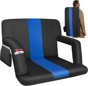Stadium Seat for Bleachers, Wide Stadium Seat with Back Support and Cushion, 6 Reclining Positions Stadium Seat for Bleachers, 600D Thick Padding Portable Stadium Chair for Sport Events-25''