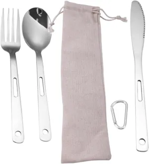 Stainless Steel Forks Spoons Compact Camping Tableware Set for Outdoor Activities