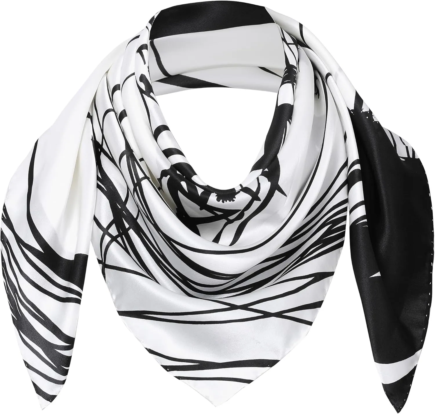 STARWHISPER 100% Pure Mulberry Silk Square Scarf 35''x35 Head Wraps Scarfs for Women Night Sleeping with Gift Packed