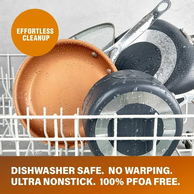 Steamer Pot- Basket Tray, Dishwasher XL Pan Qt Piece Copper Nonstick Surprise sale in 6 Frying Functional Stock Includes 6 and Safe Quart Square Set, 4 Deep & Casserole Chef's One All