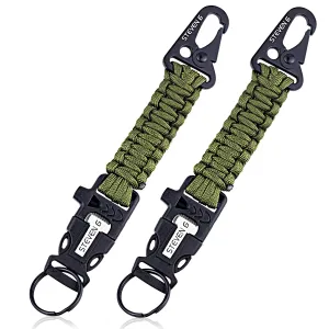 Steven G Paracord Carabiner Survival Keychain with Firestarter and Whistle - (pack of 2) PCKC062AGAG