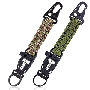 Steven G Paracord Carabiner Survival Keychain with Firestarter and Whistle - (pack of 2) PCKC062AGCA