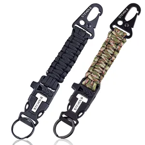 Steven G Paracord Carabiner Survival Keychain with Firestarter and Whistle - (pack of 2) PCKC062BKCA