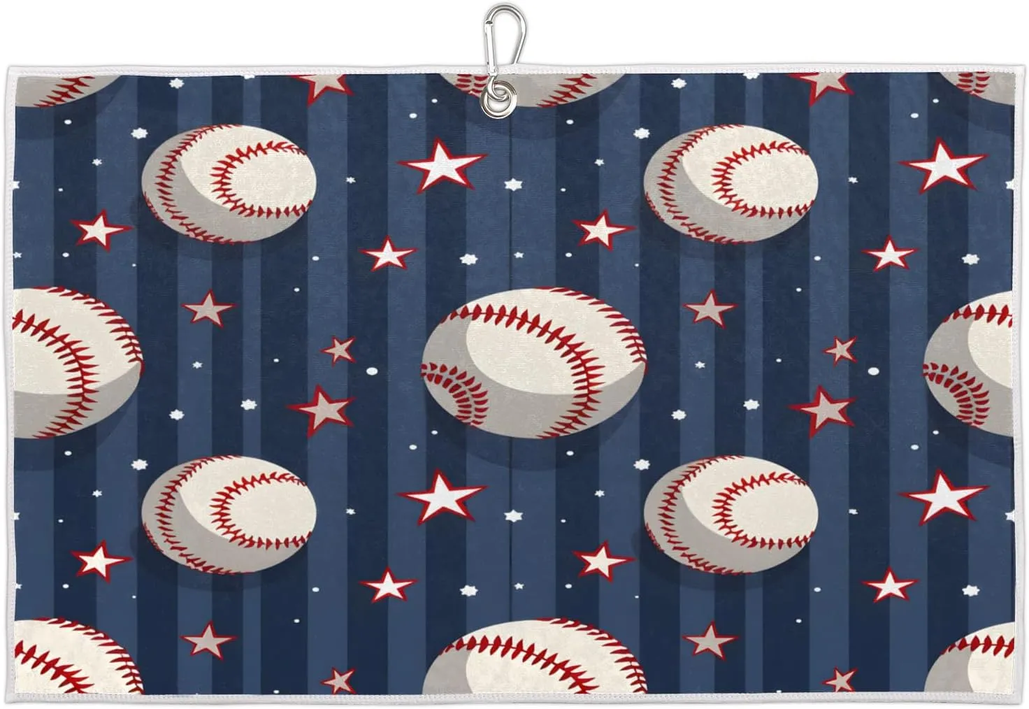 Striped Baseball Golf Towel with Heavy Duty Carabiner Ultra Absorbent Quick Dry Perfect for Cleaning Clubs Balls Gear Essential Golf Accessory for Men Women Kids