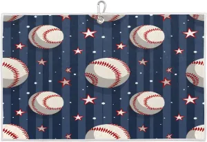 Striped Baseball Golf Towel with Heavy Duty Carabiner Ultra Absorbent Quick Dry Perfect for Cleaning Clubs Balls Gear Essential Golf Accessory for Men Women Kids