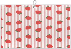 Striped Strawberry Golf Towel with Heavy Duty Carabiner Ultra Absorbent Quick Dry Perfect for Cleaning Clubs Balls Gear Essential Golf Accessory for Men Women Kids