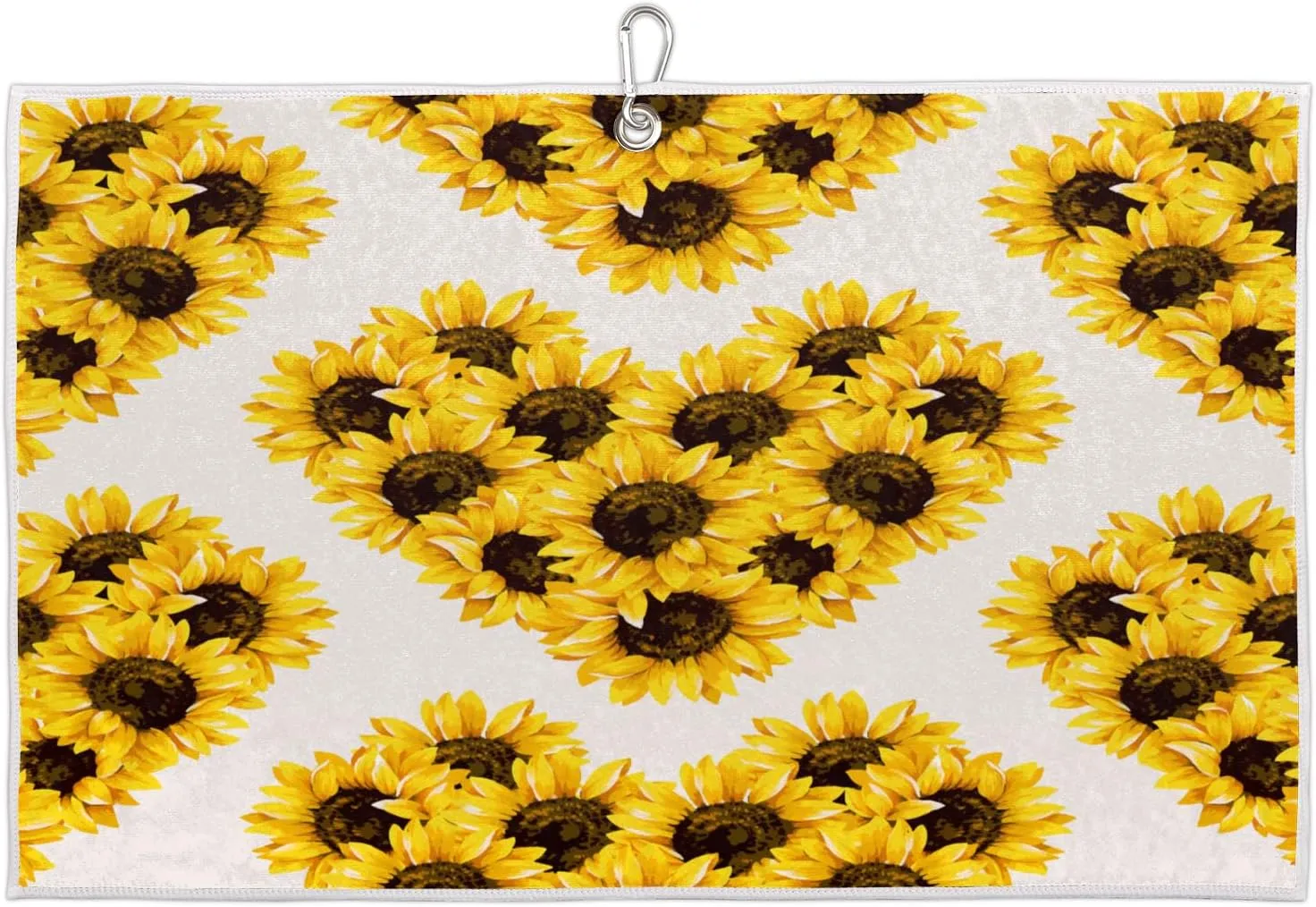 Sunflowers Love Golf Towel with Heavy Duty Carabiner Ultra Absorbent Quick Dry Perfect for Cleaning Clubs Balls Gear Essential Golf Accessory for Men Women Kids