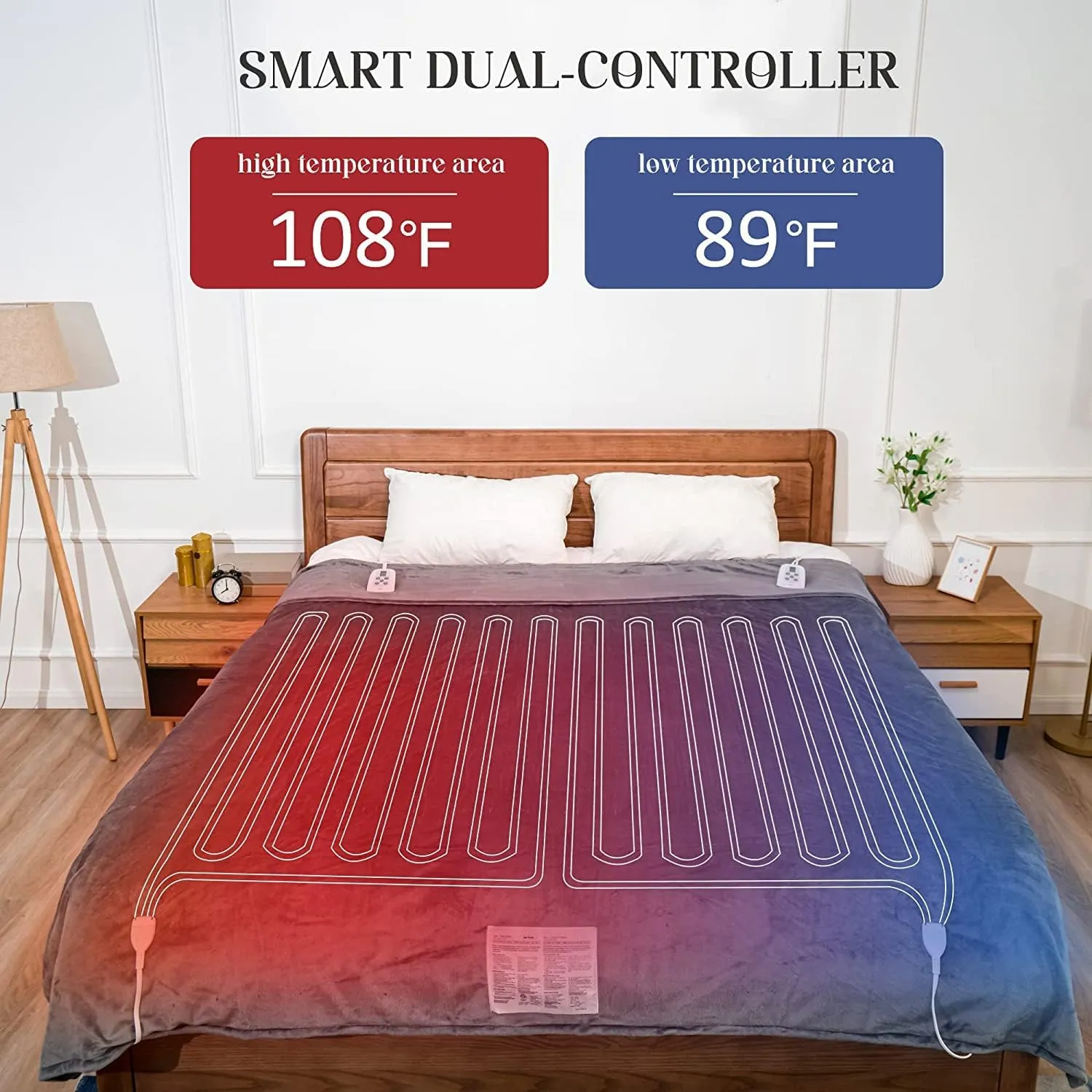 Sunvivi Electric Blanket Queen Size, Heated Blanket Dual Control Soft Flannel, 10 Heat Settings, 12 Hours Auto Off, Machine Washable, 5 Years Warranty, Overheat Protection, ETL Certified, Beige
