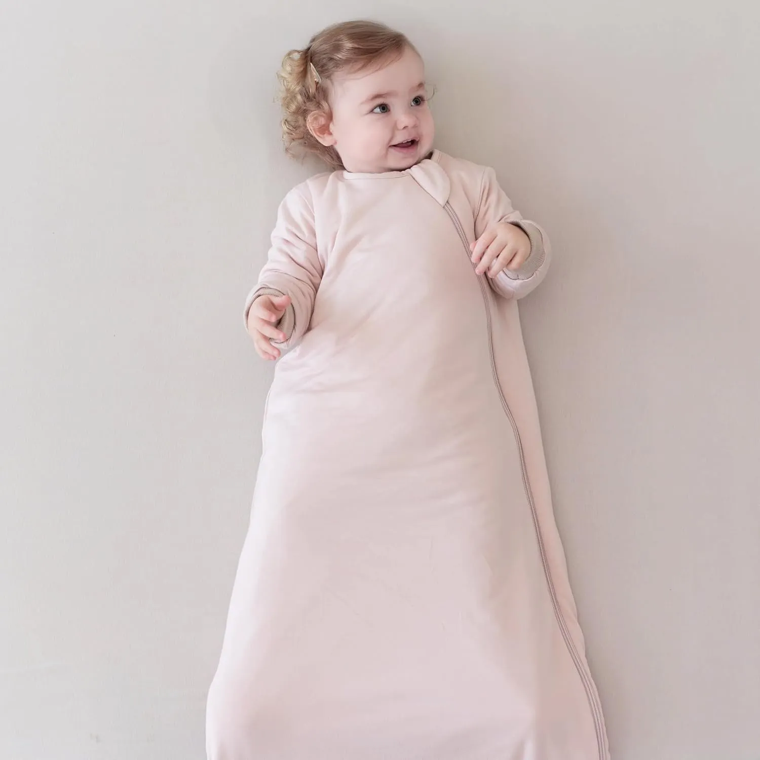 Supersoft Long Sleeve Sleep Sack 1.0 TOG, Bamboo Viscose Baby Sleeping Bag 2-Way Zipper Sleep Sack with Sleeves