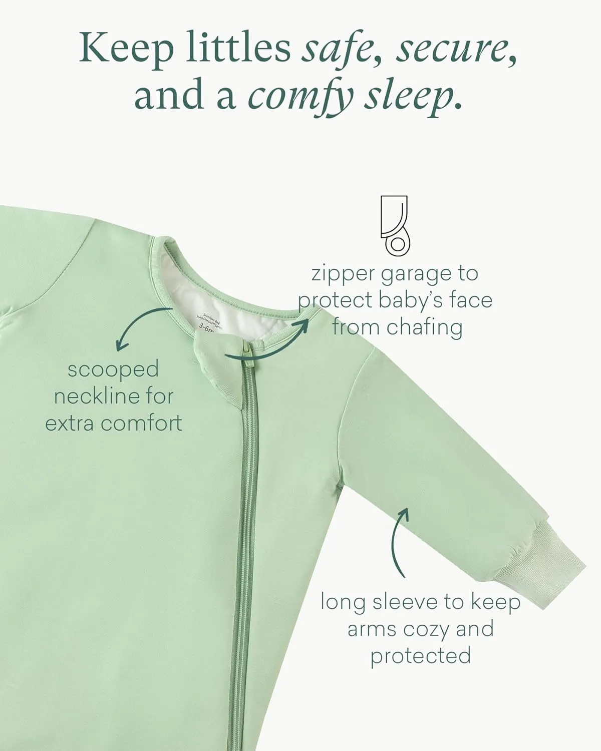 Supersoft Long Sleeve Sleep Sack 1.0 TOG, Bamboo Viscose Baby Sleeping Bag 2-Way Zipper Sleep Sack with Sleeves