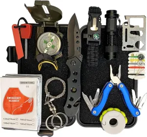 Survival Kit with First Aid and Tactical Tools, Camping Gear, Emergency Survival Gear - Gift for Men