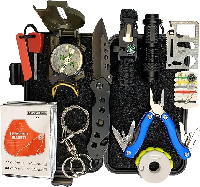 Survival Kit with First Aid and Tactical Tools, Camping Gear, Emergency Survival Gear - Gift for Men