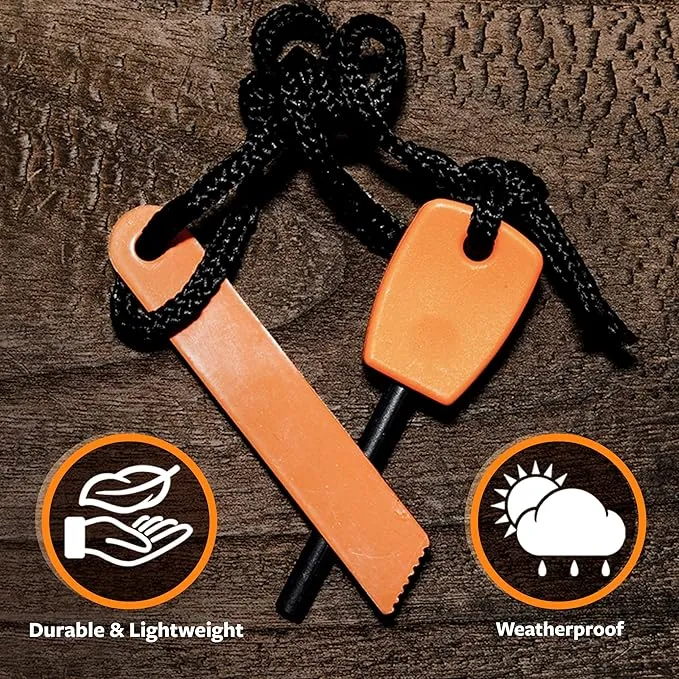 Survival - Mini Alloy Ferrocerium Flint Fire Starter, Thick Waterproof Fire Steel Magnesium Camping Tool for Survival Kits, Hiking, Backpacking, and Emergency Situations - 12 Pack