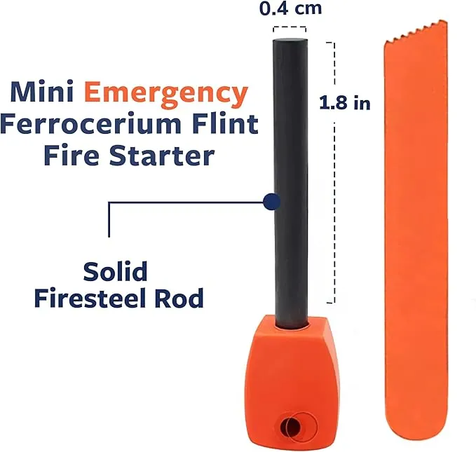 Survival - Mini Alloy Ferrocerium Flint Fire Starter, Thick Waterproof Fire Steel Magnesium Camping Tool for Survival Kits, Hiking, Backpacking, and Emergency Situations - 12 Pack