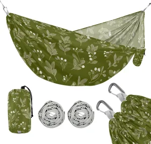 susiyo Portable Camping Hammock Berry Branches Printed Lightweight Hammock Comfortable Travel Swing with Tree Straps for Camping Hiking Backpacking Travel or Beach - Up to 330lbs