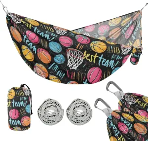 susiyo Portable Camping Hammock Colorful Basketballs Printed Lightweight Hammock Comfortable Travel Swing with Tree Straps for Camping Hiking Backpacking Travel or Beach - Up to 330lbs