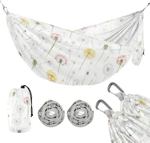 susiyo Portable Camping Hammock Colorful Dandelions Printed Lightweight Hammock Comfortable Travel Swing with Tree Straps for Camping Hiking Backpacking Travel or Beach - Up to 330lbs