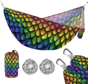 susiyo Portable Camping Hammock Dragon Scales Printed Lightweight Hammock Comfortable Travel Swing with Tree Straps for Camping Hiking Backpacking Travel or Beach - Up to 330lbs