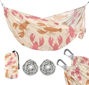 susiyo Portable Camping Hammock Funny Colorful Lobsters Printed Lightweight Hammock Comfortable Travel Swing with Tree Straps for Camping Hiking Backpacking Travel or Beach - Up to 330lbs