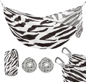 susiyo Portable Camping Hammock Zebra Print Printed Lightweight Hammock Comfortable Travel Swing with Tree Straps for Camping Hiking Backpacking Travel or Beach - Up to 330lbs