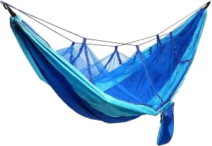 Swing Set Ultralight Camping Hammock with Net, Beach Swing Bed Hammock for Outdoor Backpack Survival or Travel Swing Seat (Color : Blue)