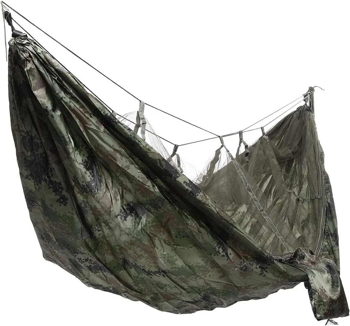 Swing Set Ultralight Camping Hammock with Net, Beach Swing Bed Hammock for Outdoor Backpack Survival or Travel Swing Seat (Color : Camouflage)