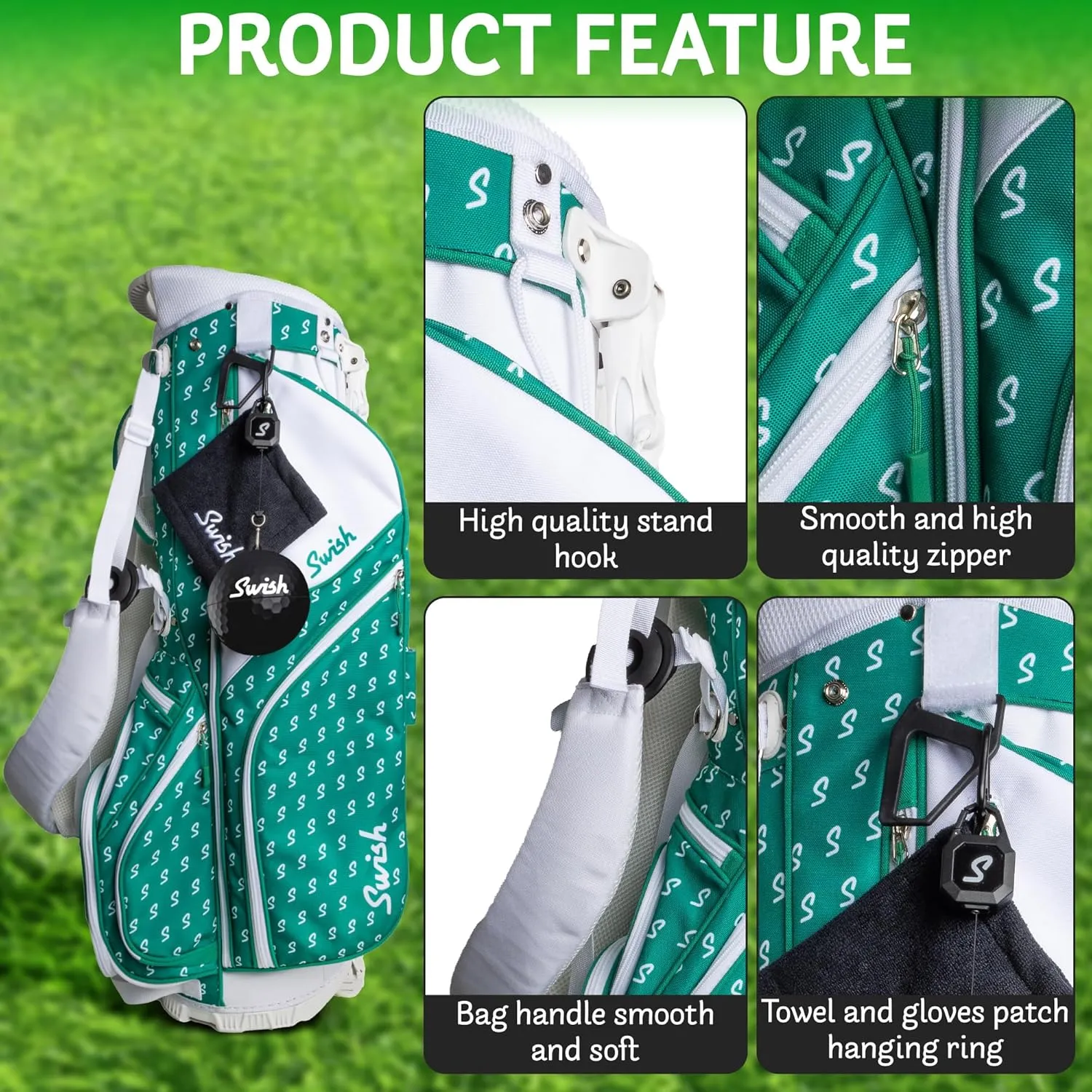 Swish Portable Golf Ball Cleaner – Clip-On Golf Accessory for Bag or Cart – Perfect Golf Gift