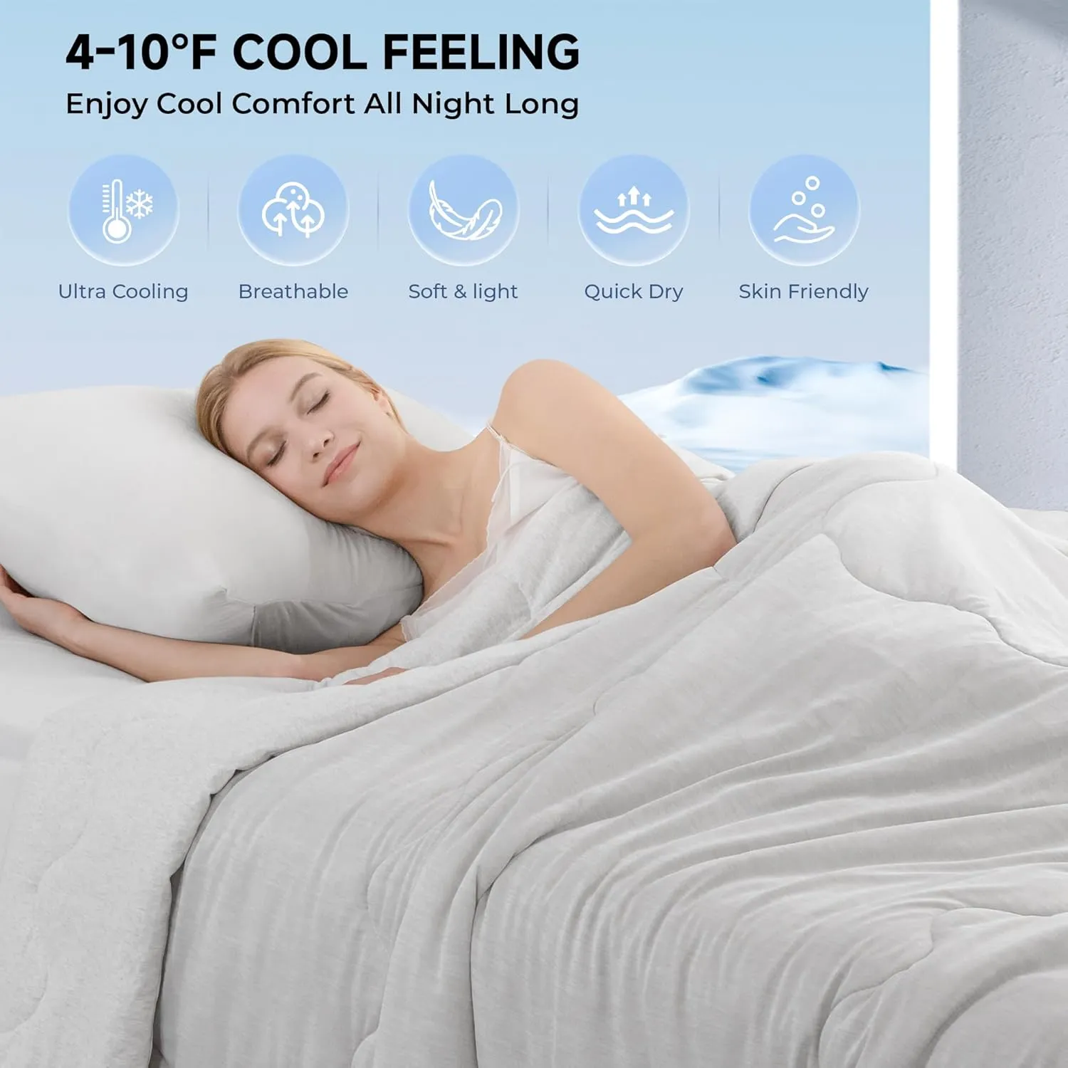 Syalife Cooling Comforter Twin Size, Summer Comforter with Arc-Chill Cooling Fiber, Cold Sleeping Summer Blanket for Night Sweats Hot Sleeper (60" x 80", Grey)