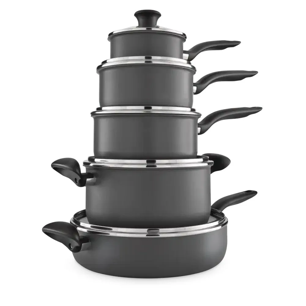 T-FAL 10Pc Hard Titanium Cookware Set - C706SC55