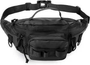 Tactical Waist Bag Waterproof Molle Fishing Fanny Pack Hip Bum EDC Bag with Adjustable Strap for Fishing Camping Hiking Hunting Running (Upgrade black)