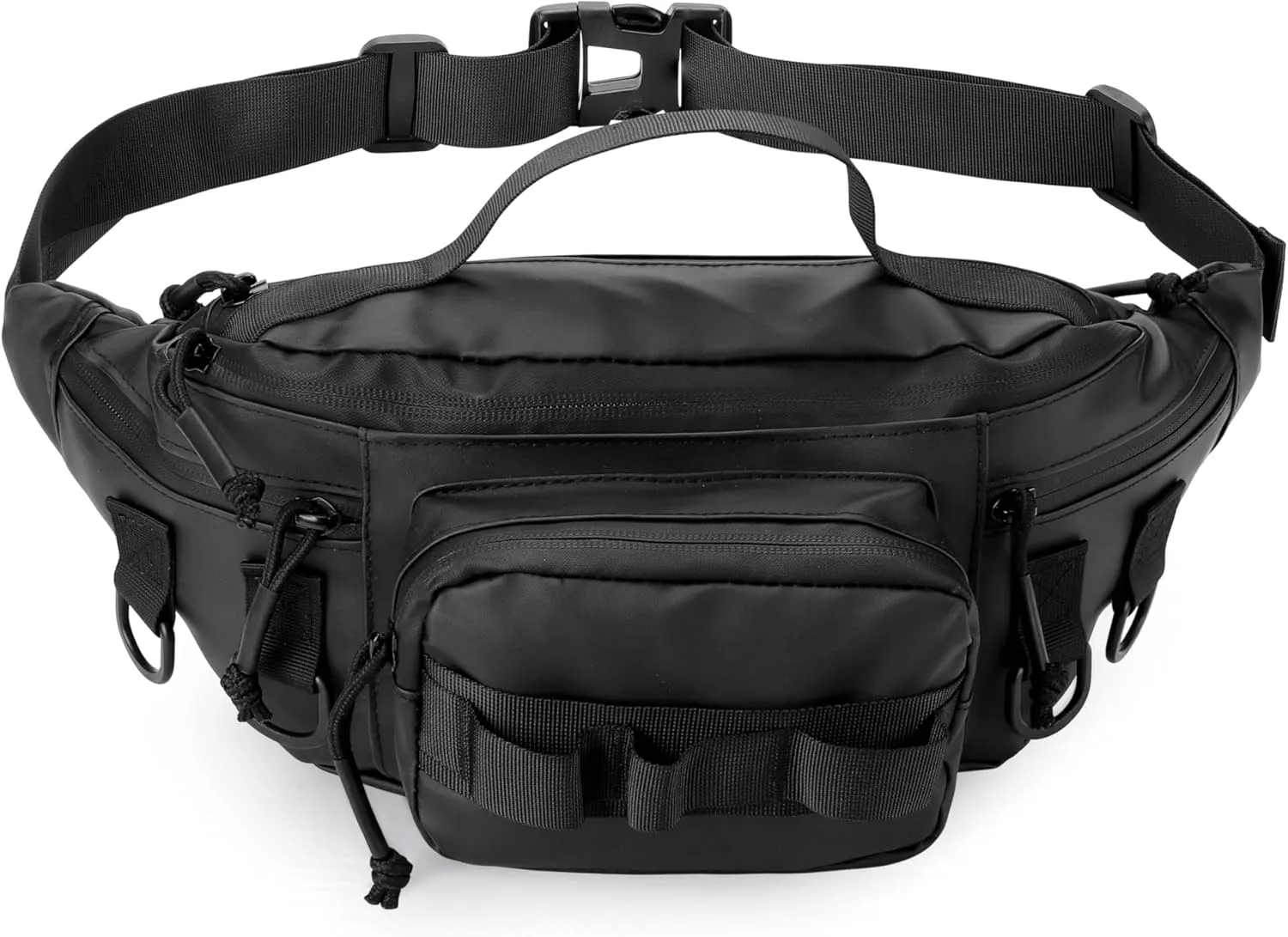 Tactical Waist Bag Waterproof Molle Fishing Fanny Pack Hip Bum EDC Bag with Adjustable Strap for Fishing Camping Hiking Hunting Running (Upgrade black)