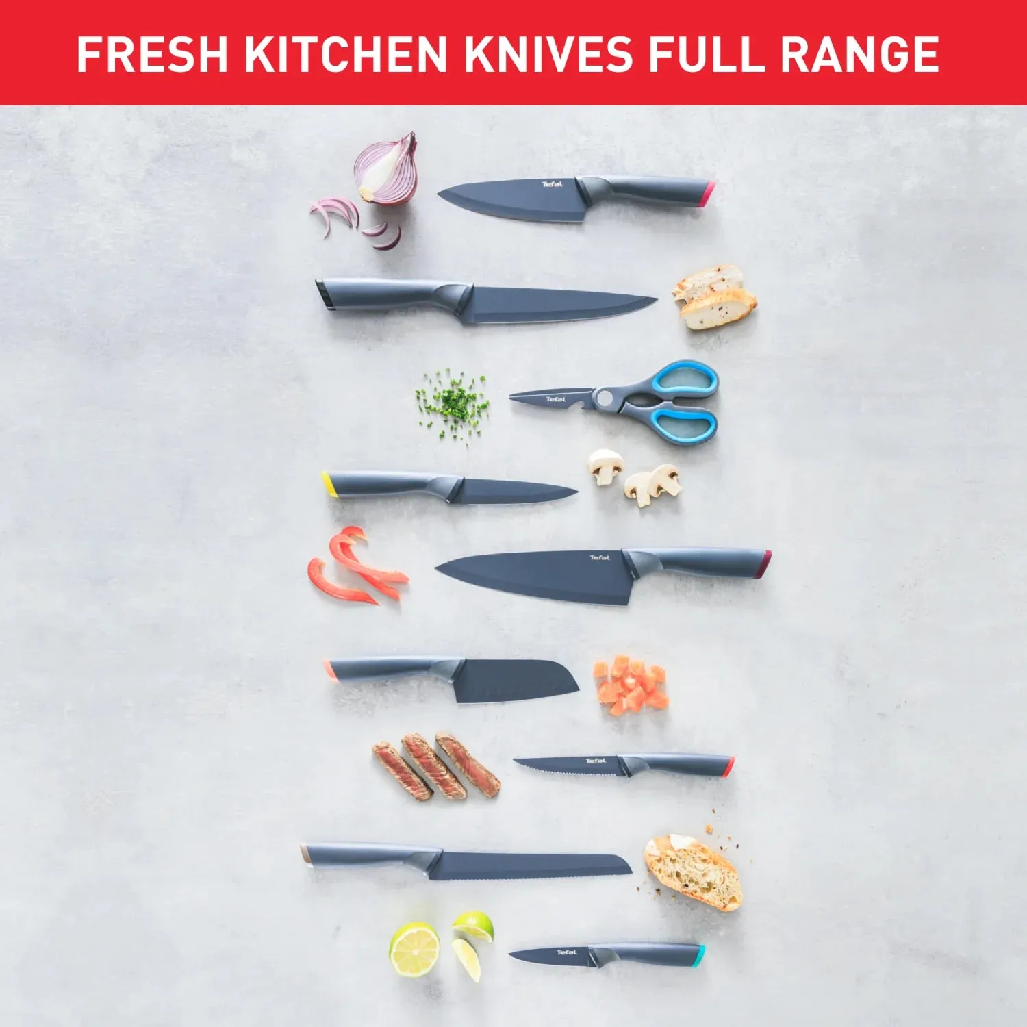Tefal Fresh Kitchen Non-Stick Stainless Steel Bread Knife 20cm K1221805