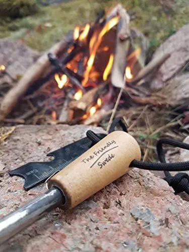 The Friendly Swede Ferro Rods, Fire Starter Survival Tool, Firestarter, Flint and Steel Fire Starter Kit & Bottle Opener, Camping Tools, Ferro Rod Fire Starter with Wooden Handle (Wood Grain)