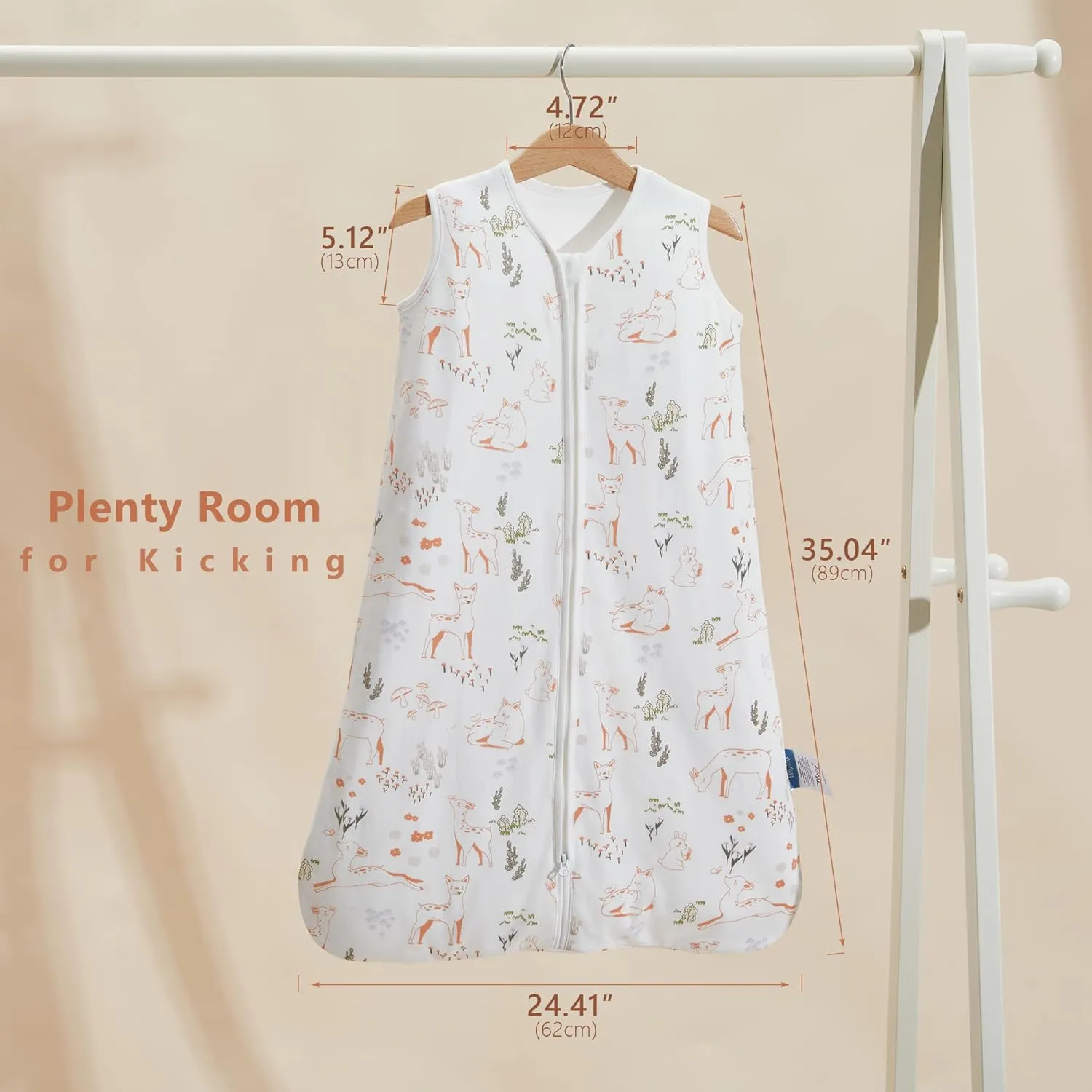 TILLYOU Baby Sleep Sack 18-24 Months TOG 1.5, 100% Cotton Soft Double Zipper Warm Sleeping Sack, Mischievous deer